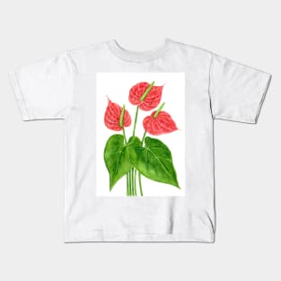 Flamingo flower watercolor Kids T-Shirt